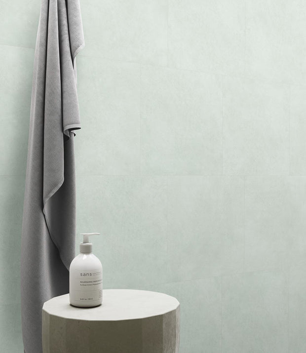 Art Mint Green Matt Concrete Look Porcelain Tiles in a room setting