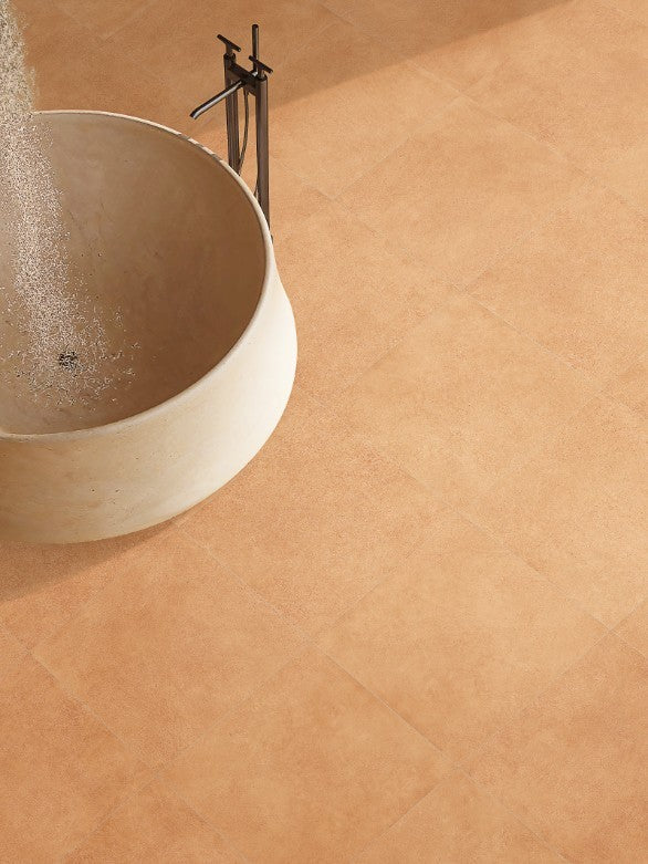 Art Sand Matt Concrete Look Porcelain Tiles in a room setting