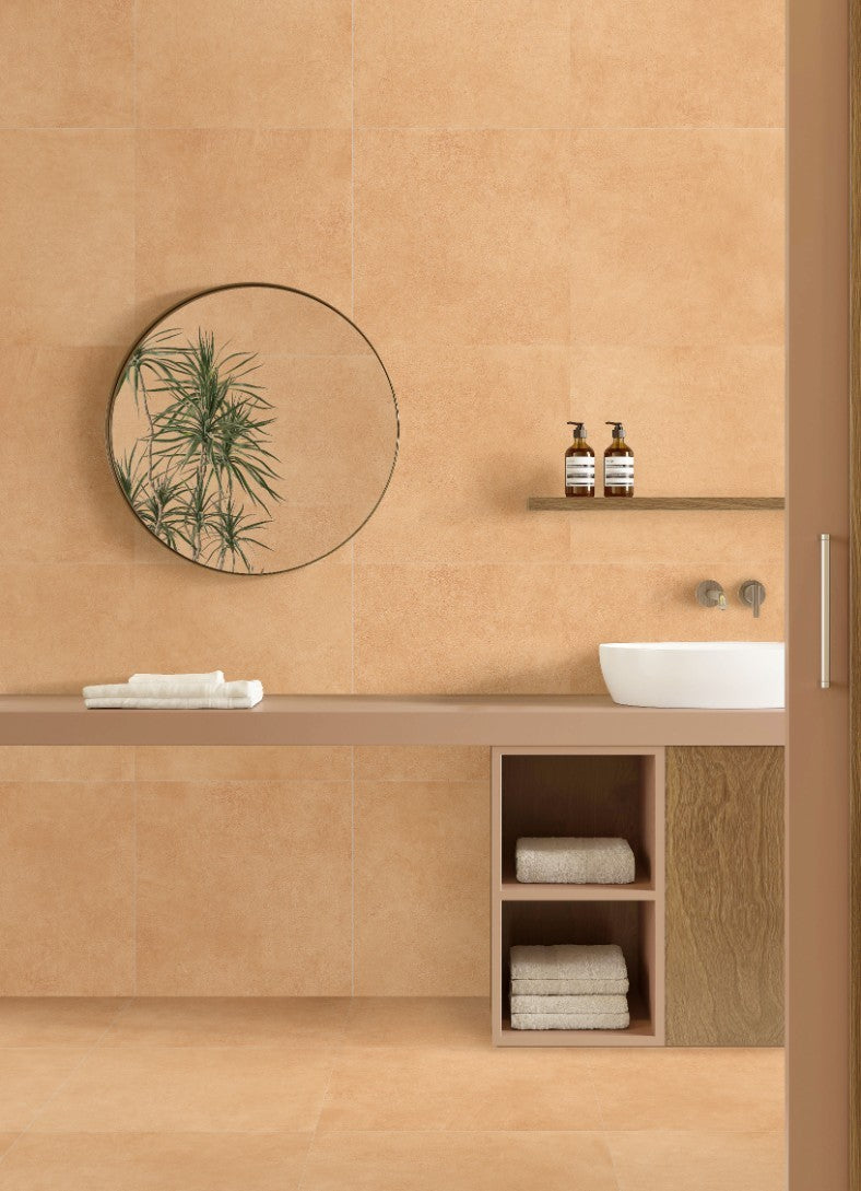 Art Sand Matt Concrete Look Porcelain Tiles in a room setting