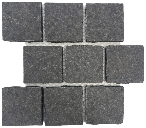 Ash Black Granite Brick Bond Mosaic honed stone look tile