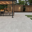 Aspen Silver External Stone Look Porcelain Tiles 300x600mm in a room setting