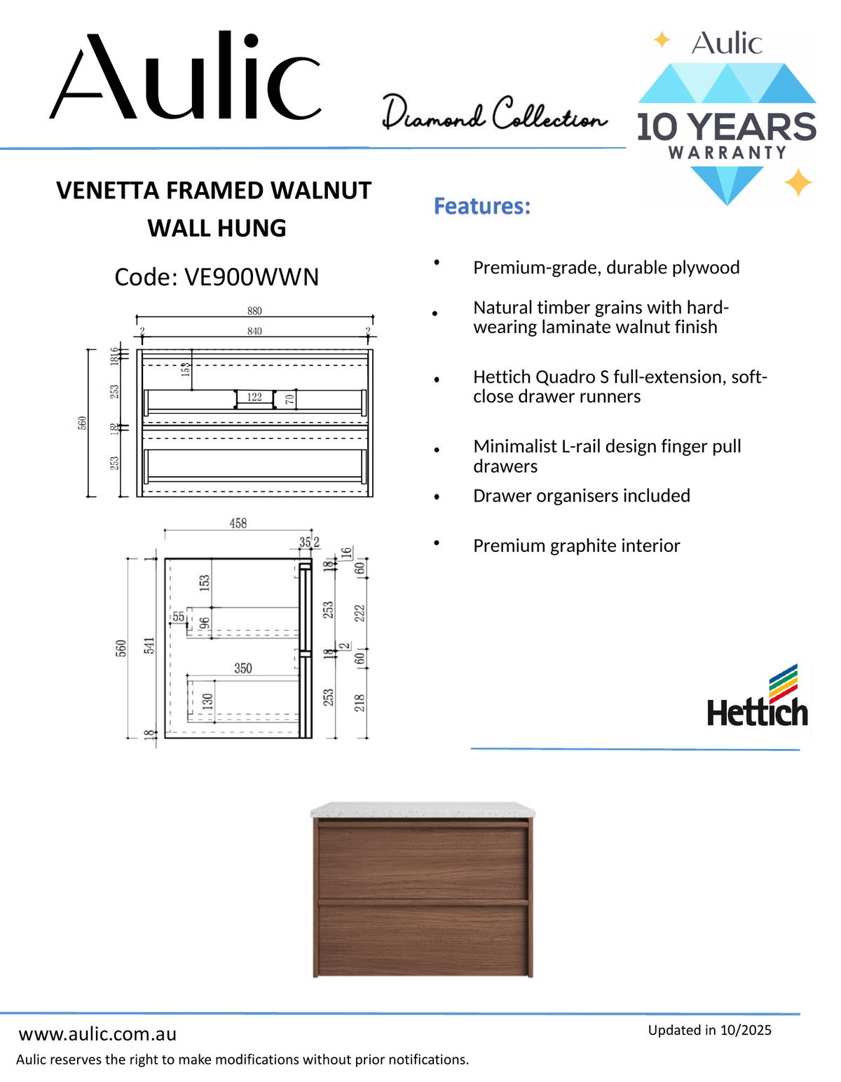 Aulic specification sheet