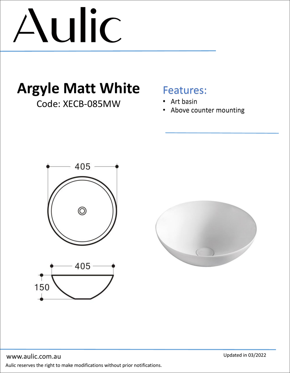 Aulic specification sheet
