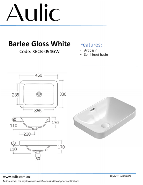 Aulic specification sheet