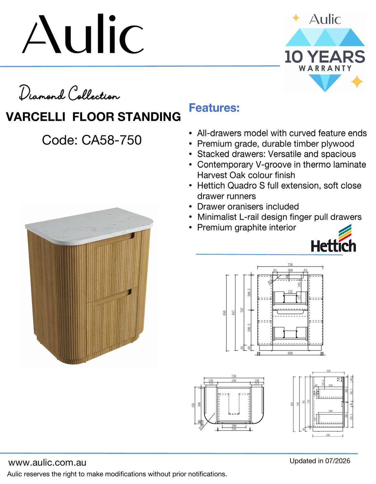 Aulic specification sheet