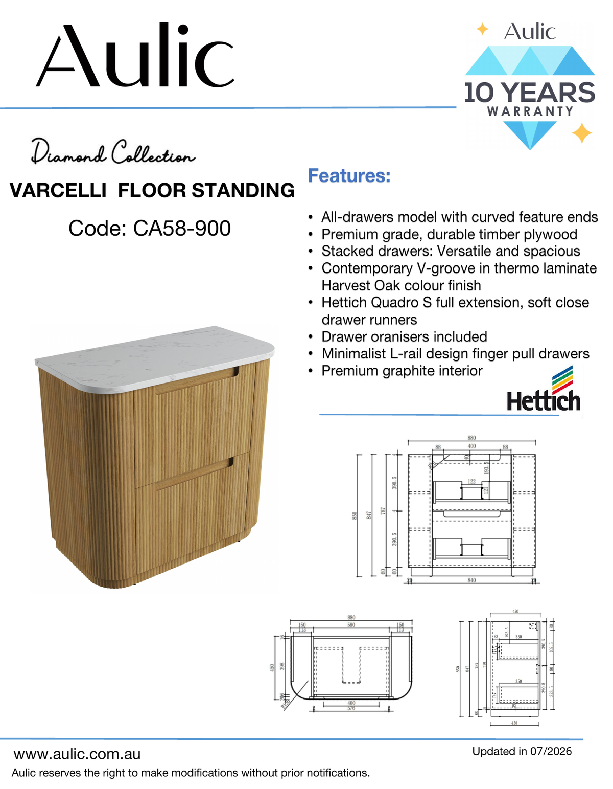Aulic specification sheet