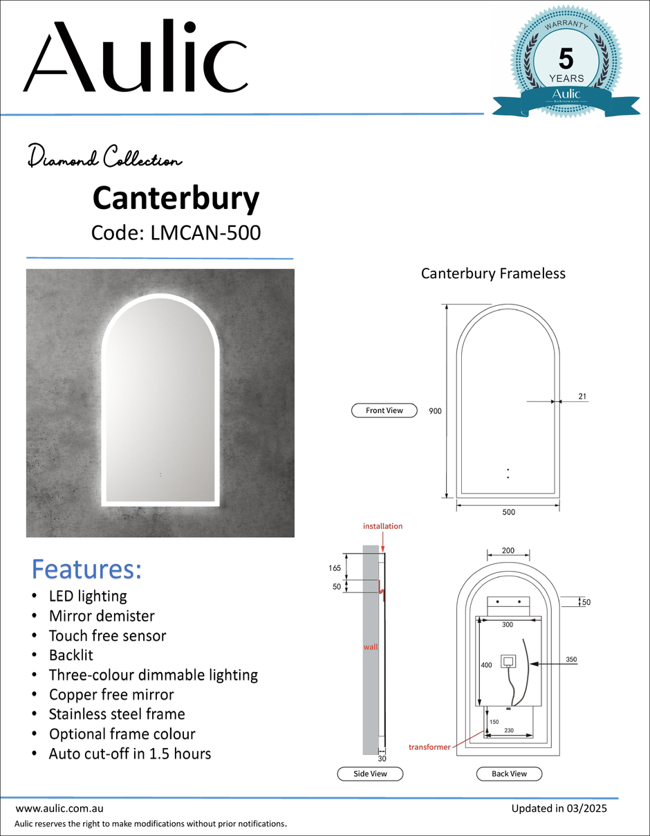 Aulic specification sheet