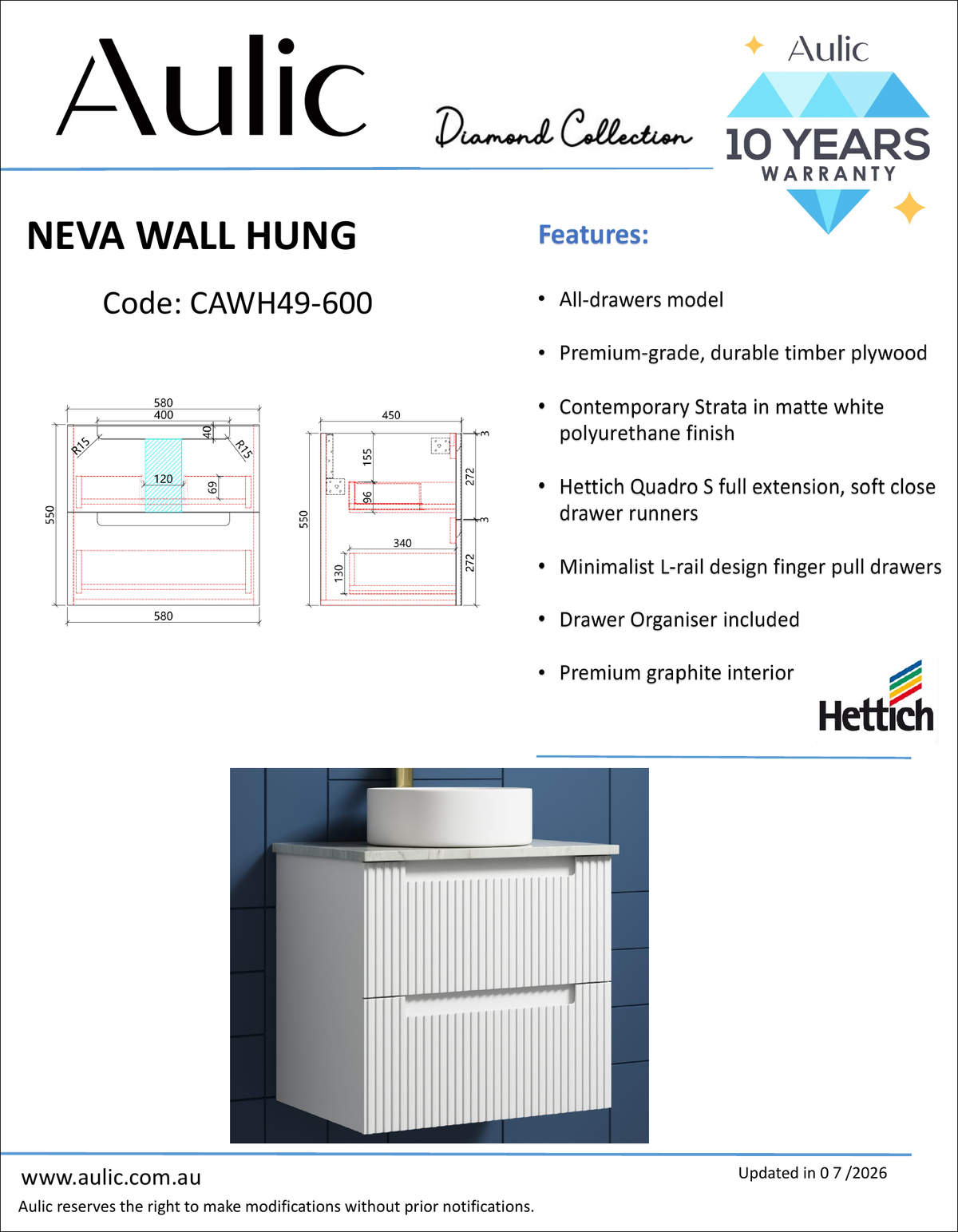 Aulic specification sheet