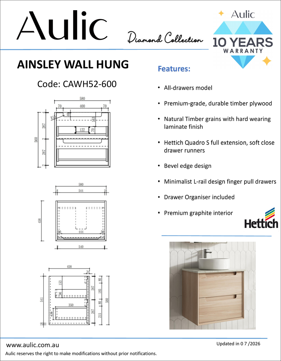 Aulic specification sheet