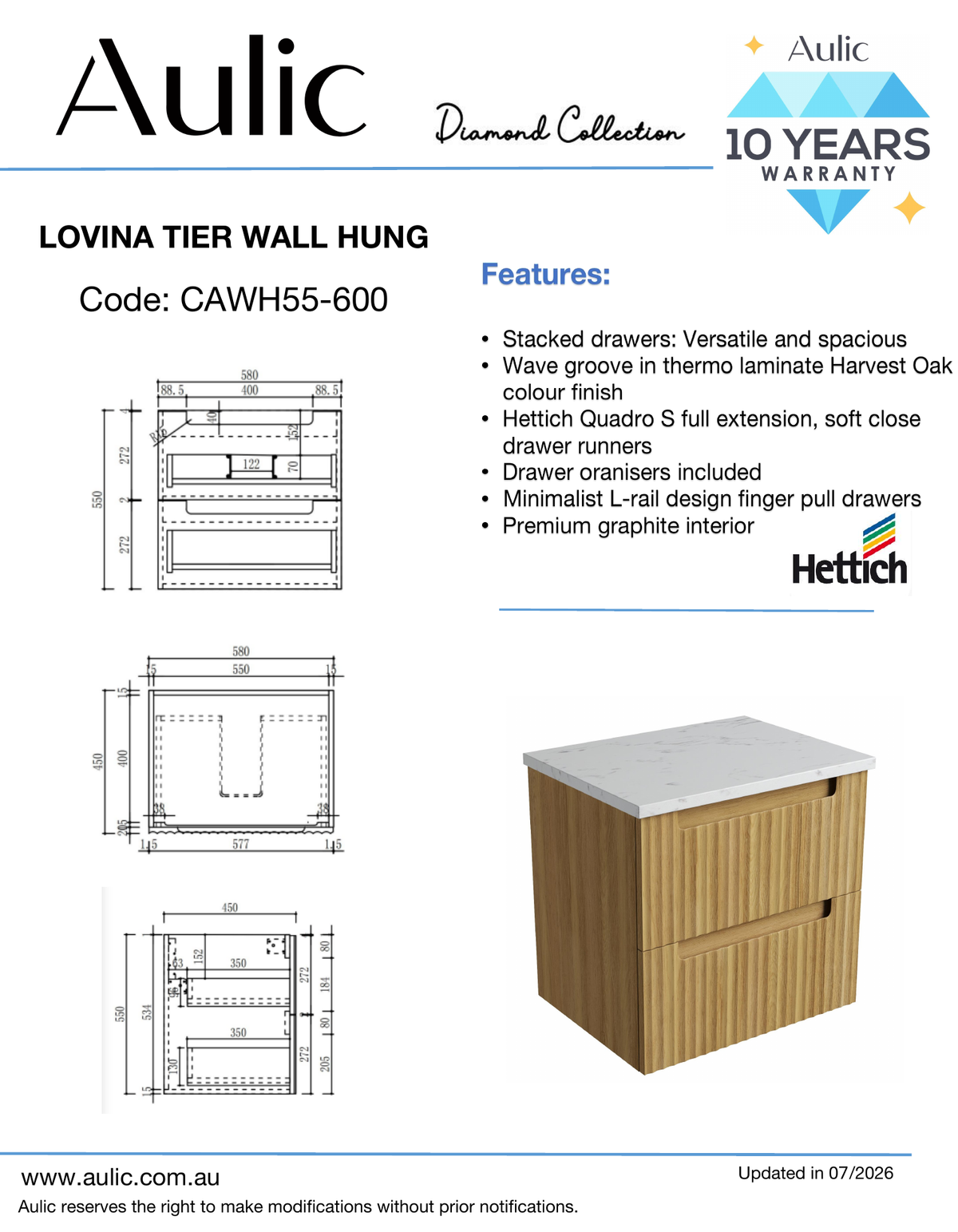 Aulic specification sheet