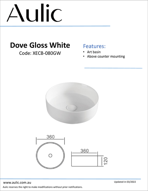 Aulic specification sheet