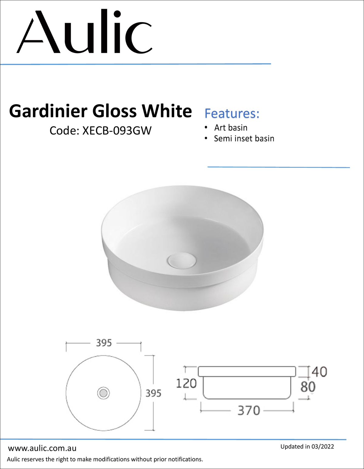 Aulic specification sheet