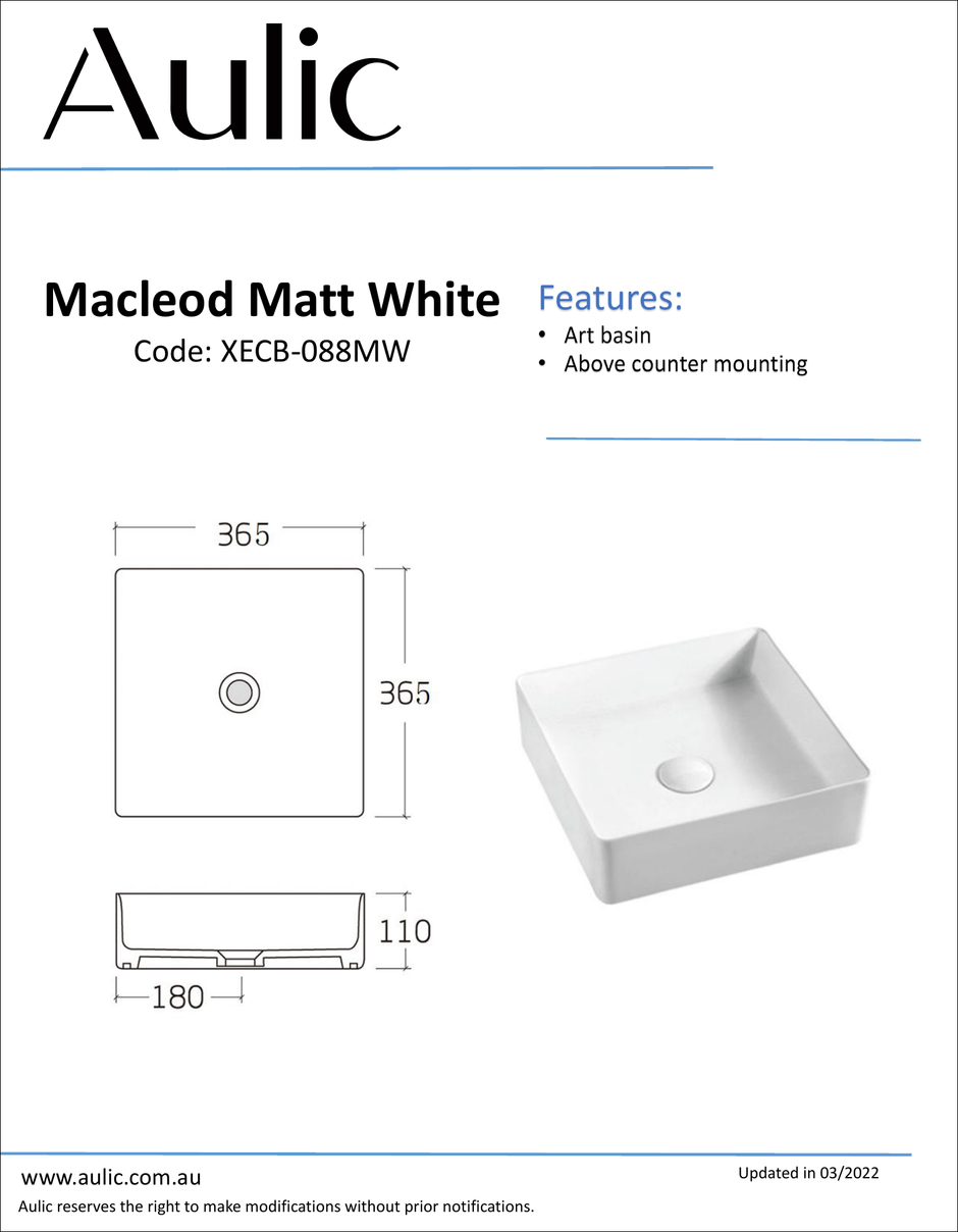 Aulic specification sheet