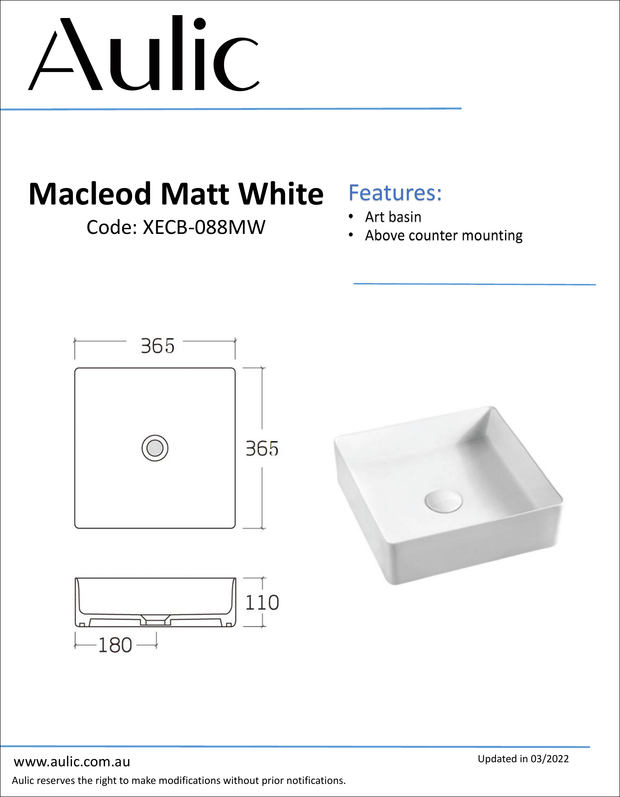 Aulic specification sheet