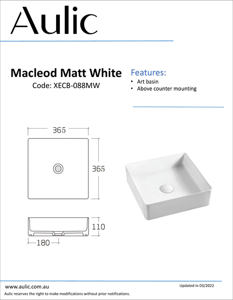 Aulic specification sheet