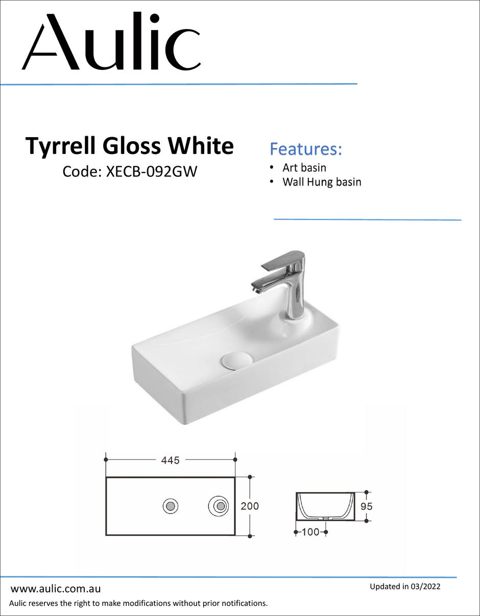 Aulic specification sheet