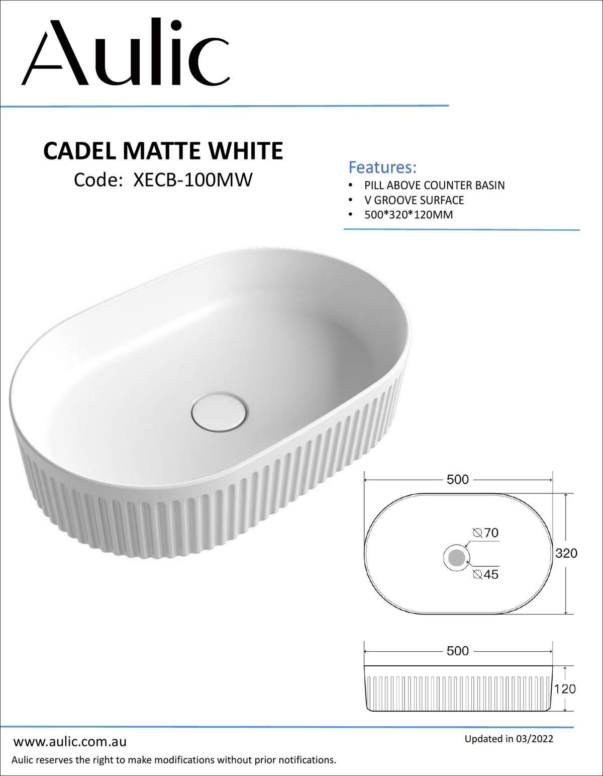 Aulic specification sheet