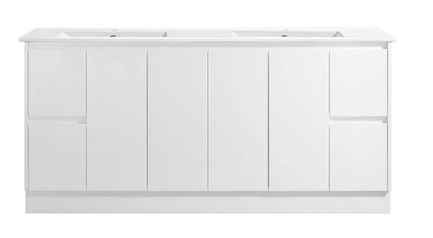 Sammy 1800mm Double Bowl Gloss White Floor Standing Vanity