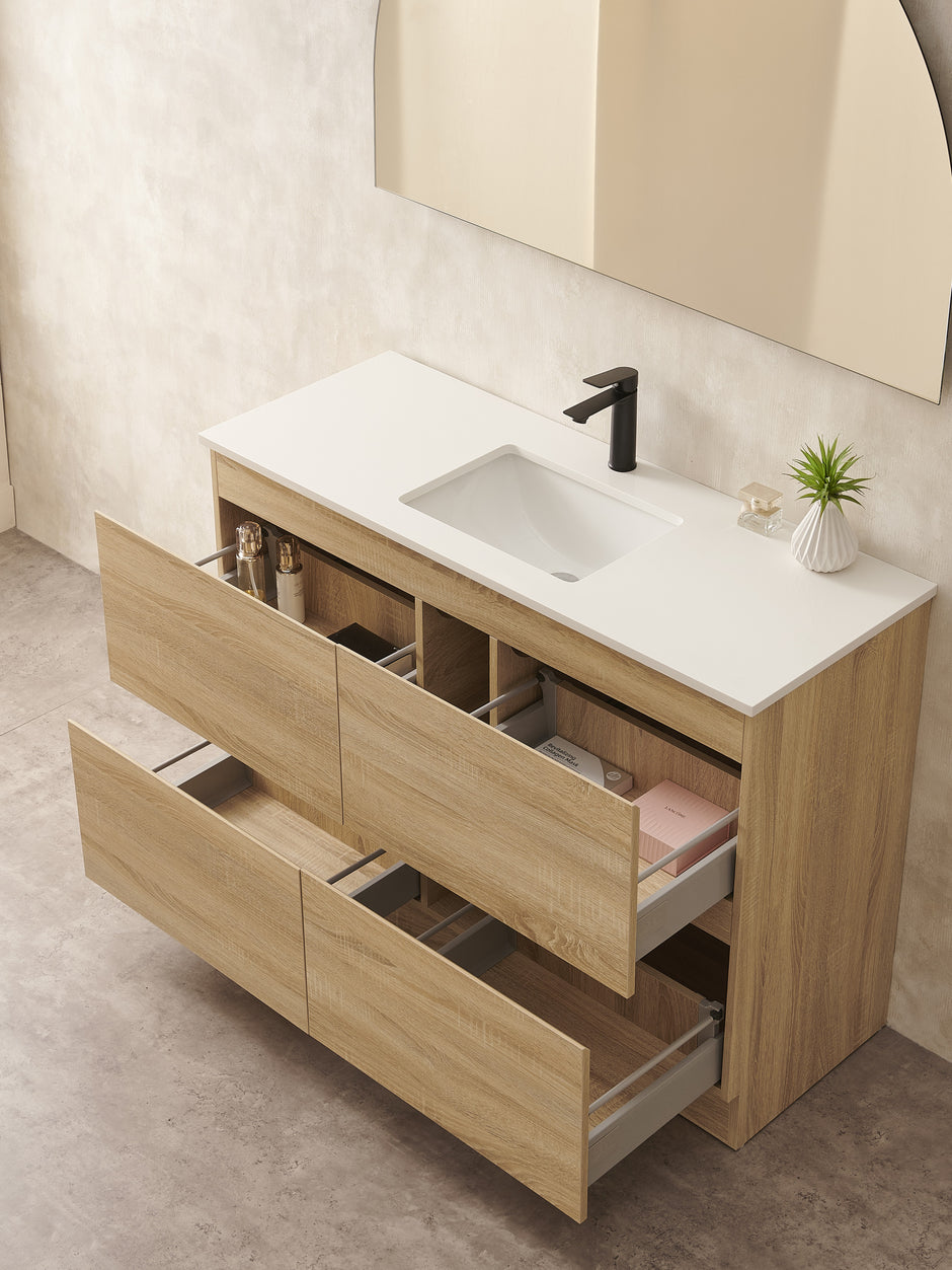 Core 1200mm Double Bowl Natural Timber Floor Standing Vanity
