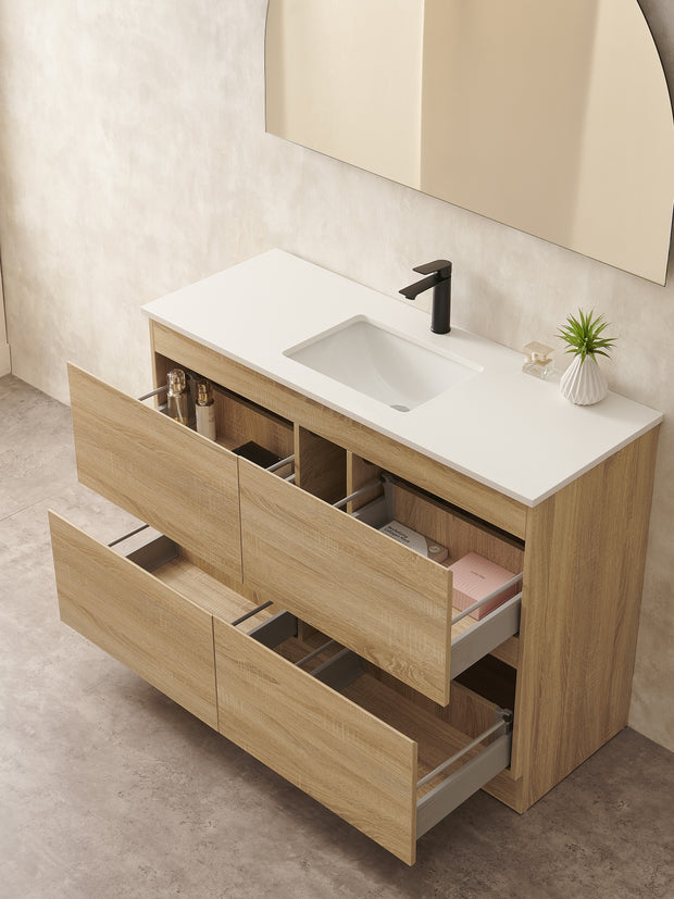 Avia Core 1200mm Double Bowl Natural Timber Floor Standing Vanity
