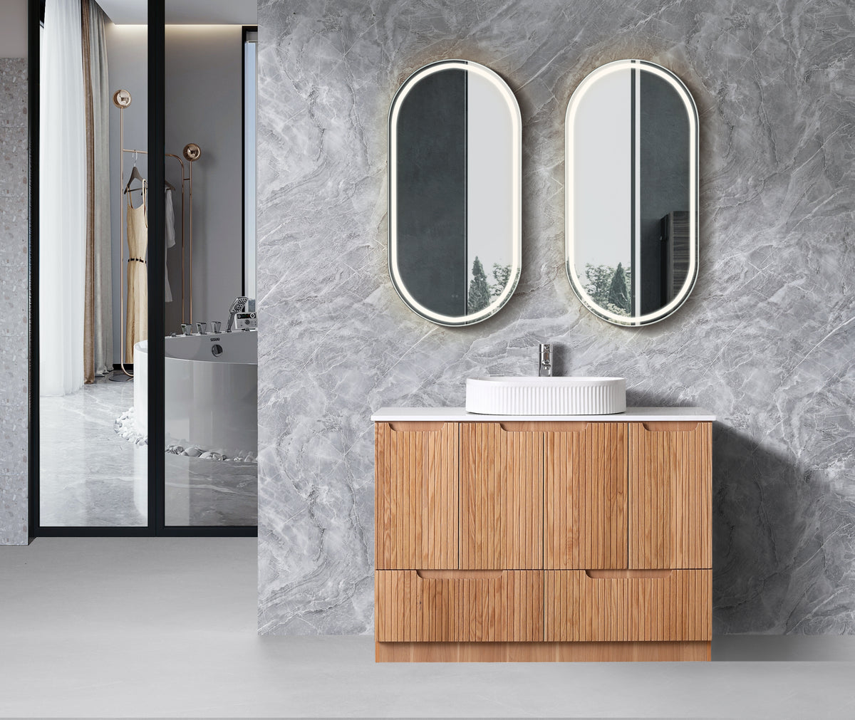 Duplex 1200mm Rosewood Floor Standing Vanity