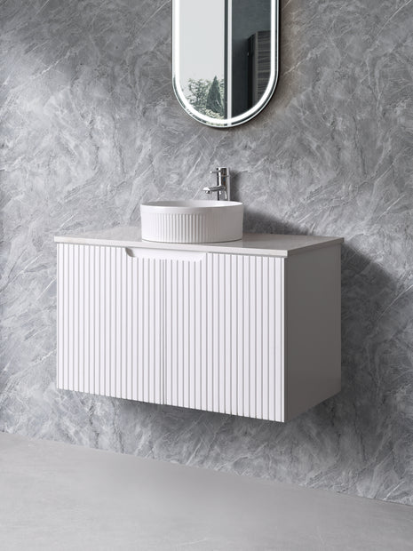 Duplex 750mm Matt White Wall Hung Vanity