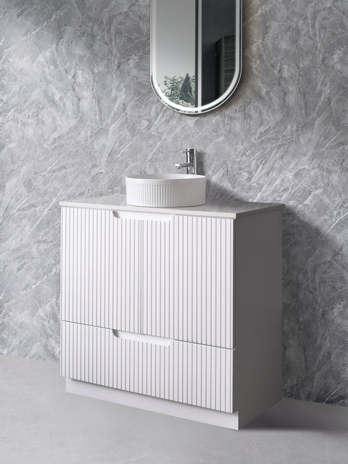 Duplex 1500mm Double Bowl Matt White Floor Standing Vanity