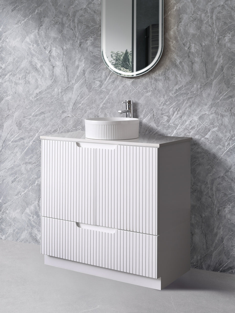 Duplex 1500mm Double Bowl Matt White Floor Standing Vanity