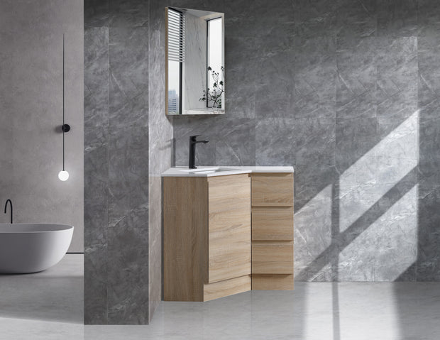 Avia Corner 600 x 600mm Natural Timber Corner Vanity
