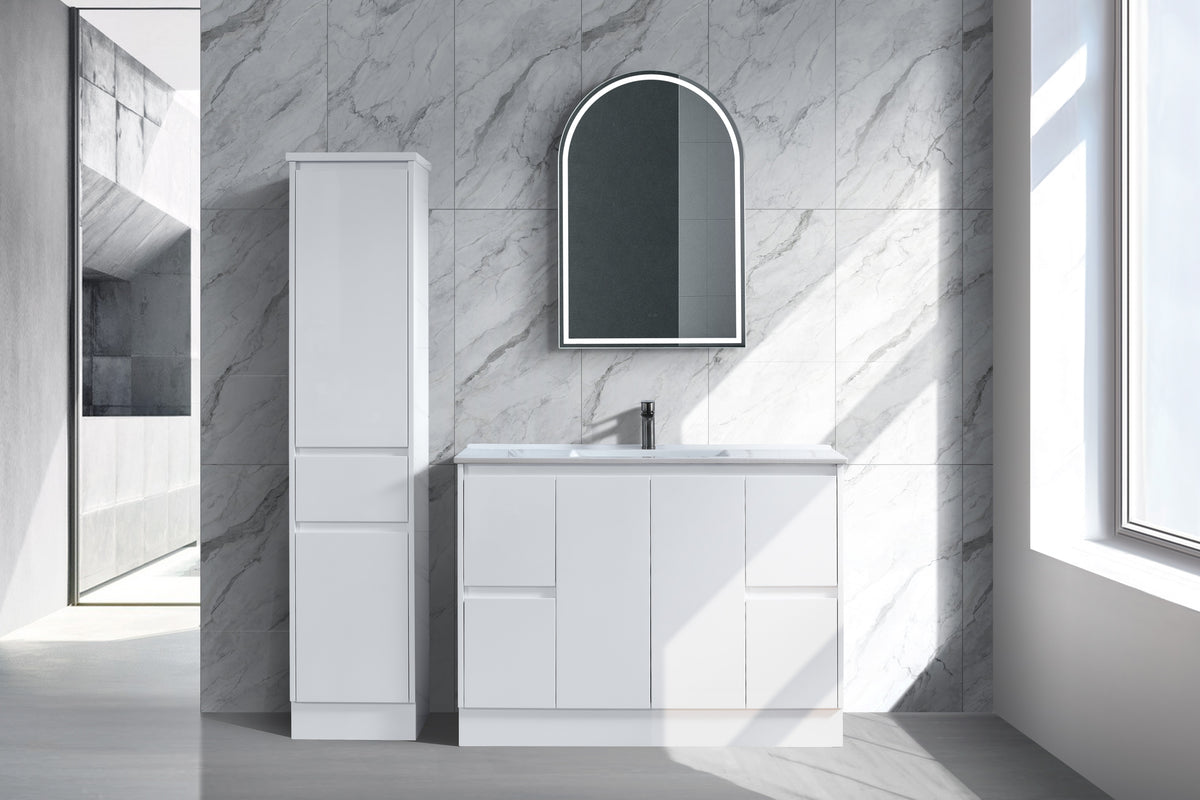 Sammy 1500mm Single Bowl Gloss White Floor Standing Vanity