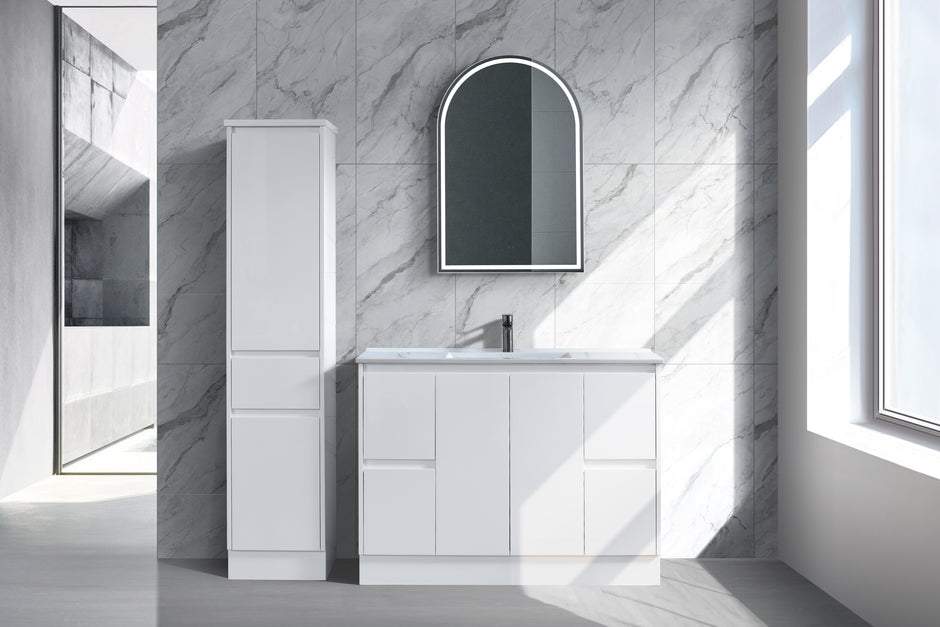 Sammy 1500mm Single Bowl Gloss White Floor Standing Vanity