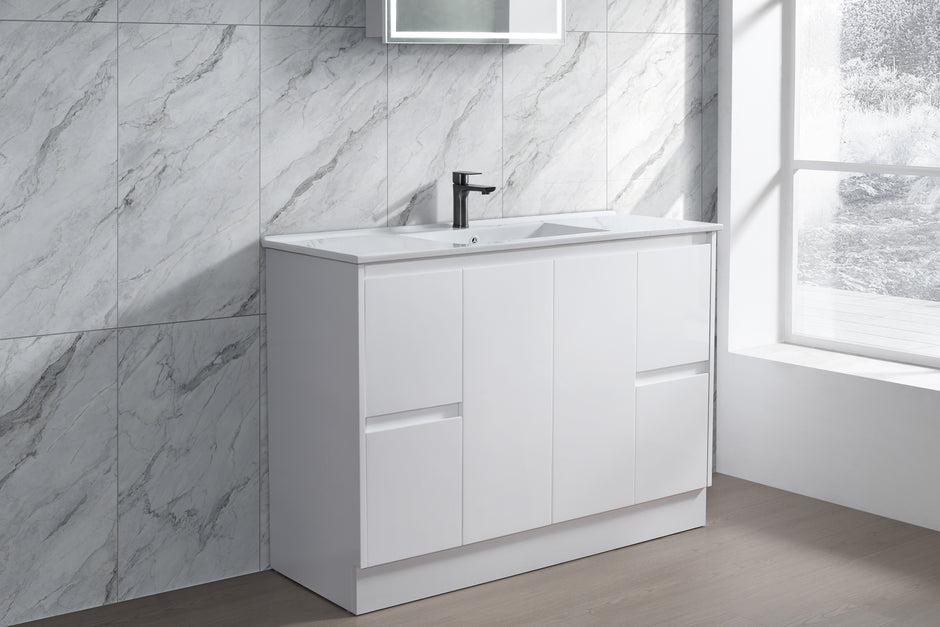 Sammy 1500mm Single Bowl Gloss White Floor Standing Vanity