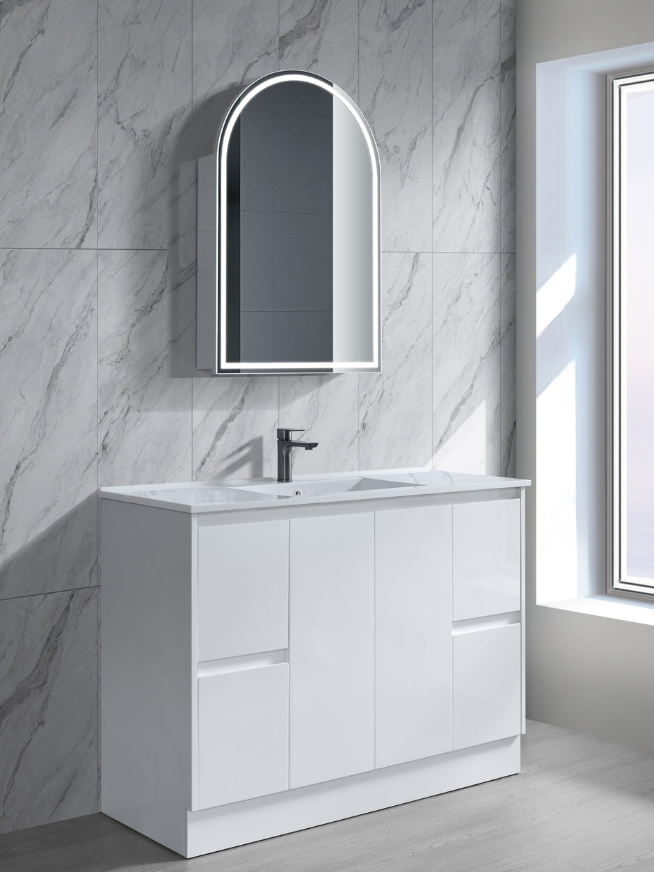 Sammy 1500mm Single Bowl Gloss White Floor Standing Vanity