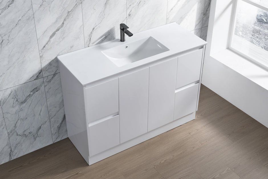 Sammy 1200mm Double Bowl Gloss White Floor Standing Vanity