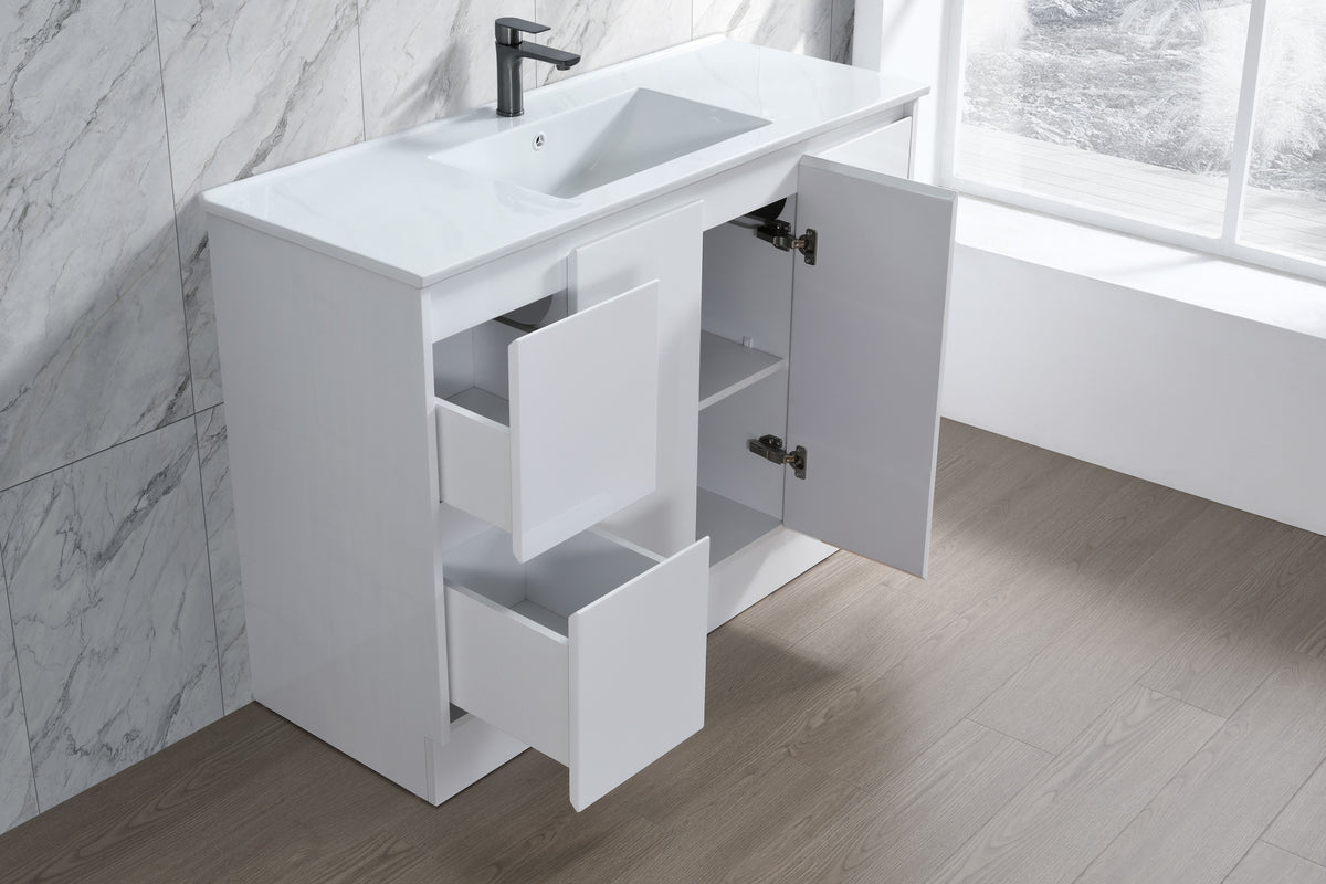 Sammy 1200mm Single Bowl Gloss White Floor Standing Vanity