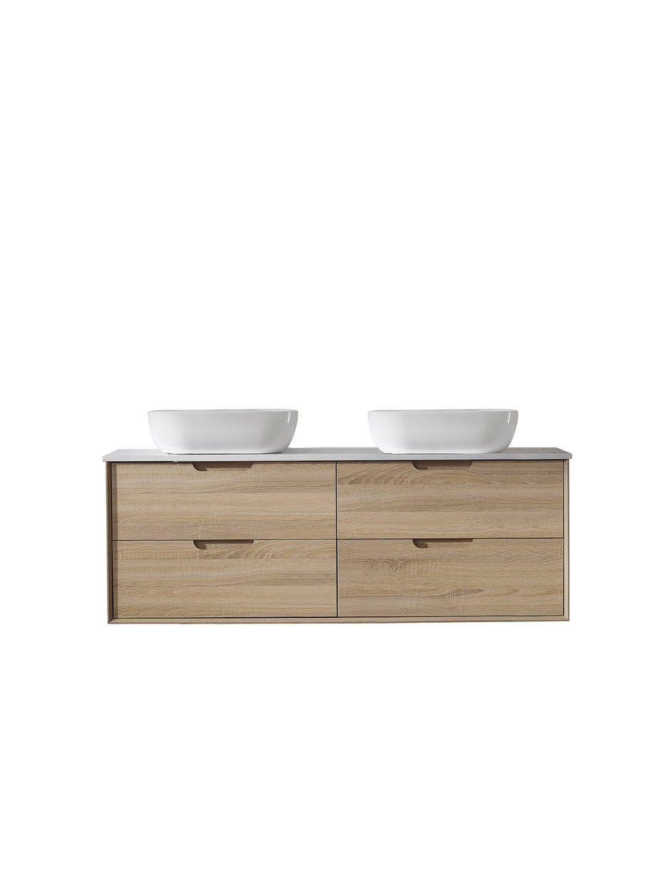 Mina 1500mm Double Bowl Prime Oak Wall Hung Vanity
