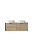 Mina 1500mm Double Bowl Prime Oak Wall Hung Vanity