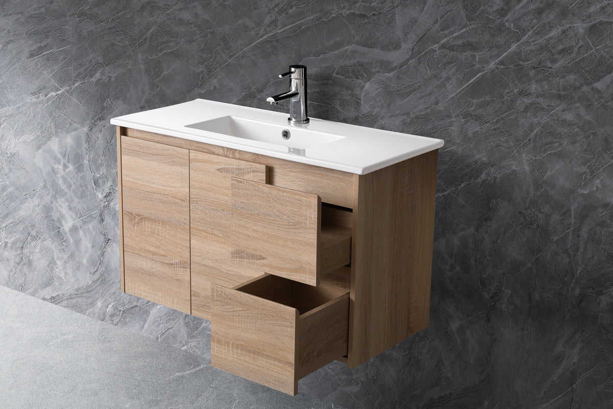 Sierra 600mm Natural Timber Wall Hung Vanity
