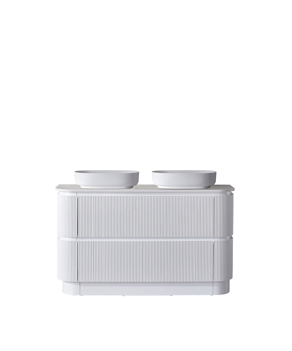 Hudson 1500mm Double Bowl Matt White Floor Standing Vanity