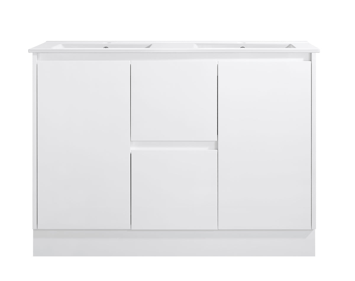 Sammy 1200mm Double Bowl Gloss White Floor Standing Vanity