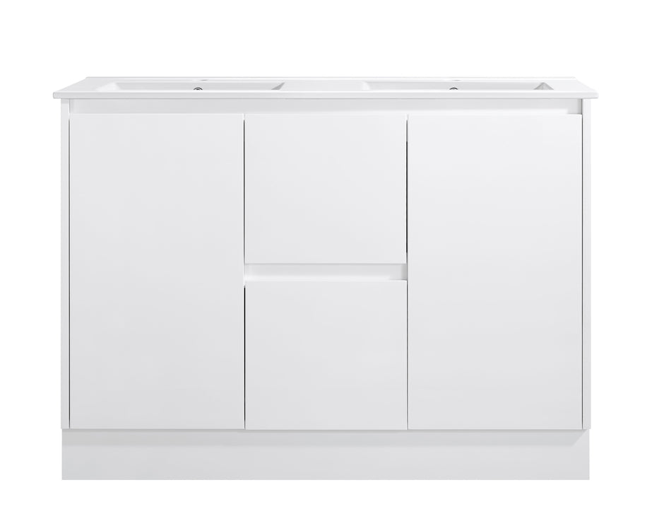 Sammy 1200mm Double Bowl Gloss White Floor Standing Vanity