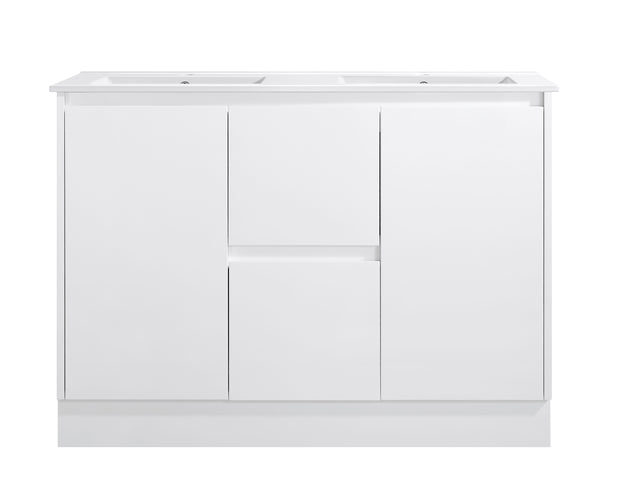 Avia Sammy 1200mm Double Bowl Gloss White Floor Standing Vanity