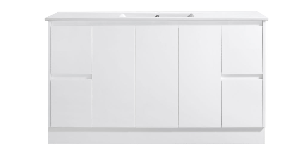 Sammy 1500mm Single Bowl Gloss White Floor Standing Vanity