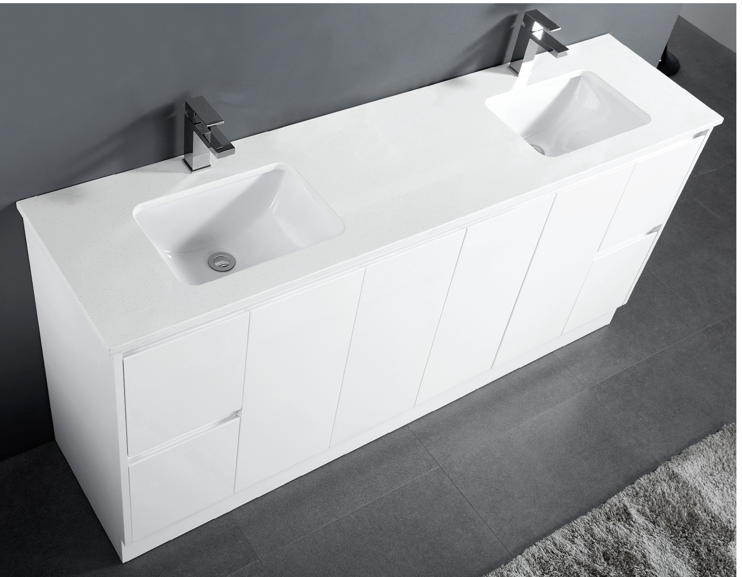 Sammy 1500mm Single Bowl Gloss White Floor Standing Vanity