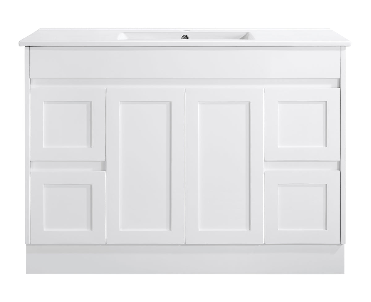 Quinn 1200mm Single Bowl Matt White Floor Standing Vanity