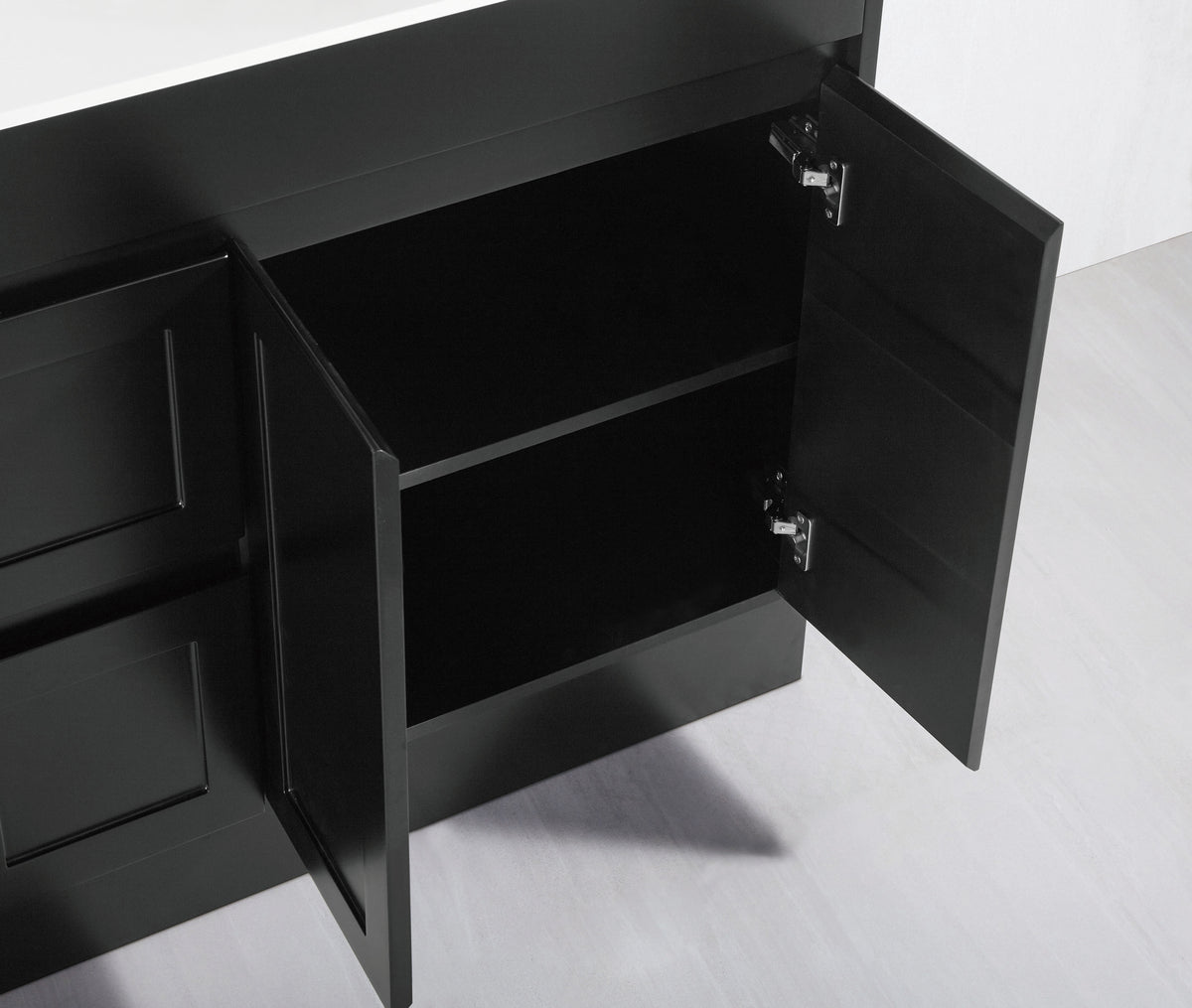 Quinn 1500mm Single Bowl Matt Black Floor Standing Vanity