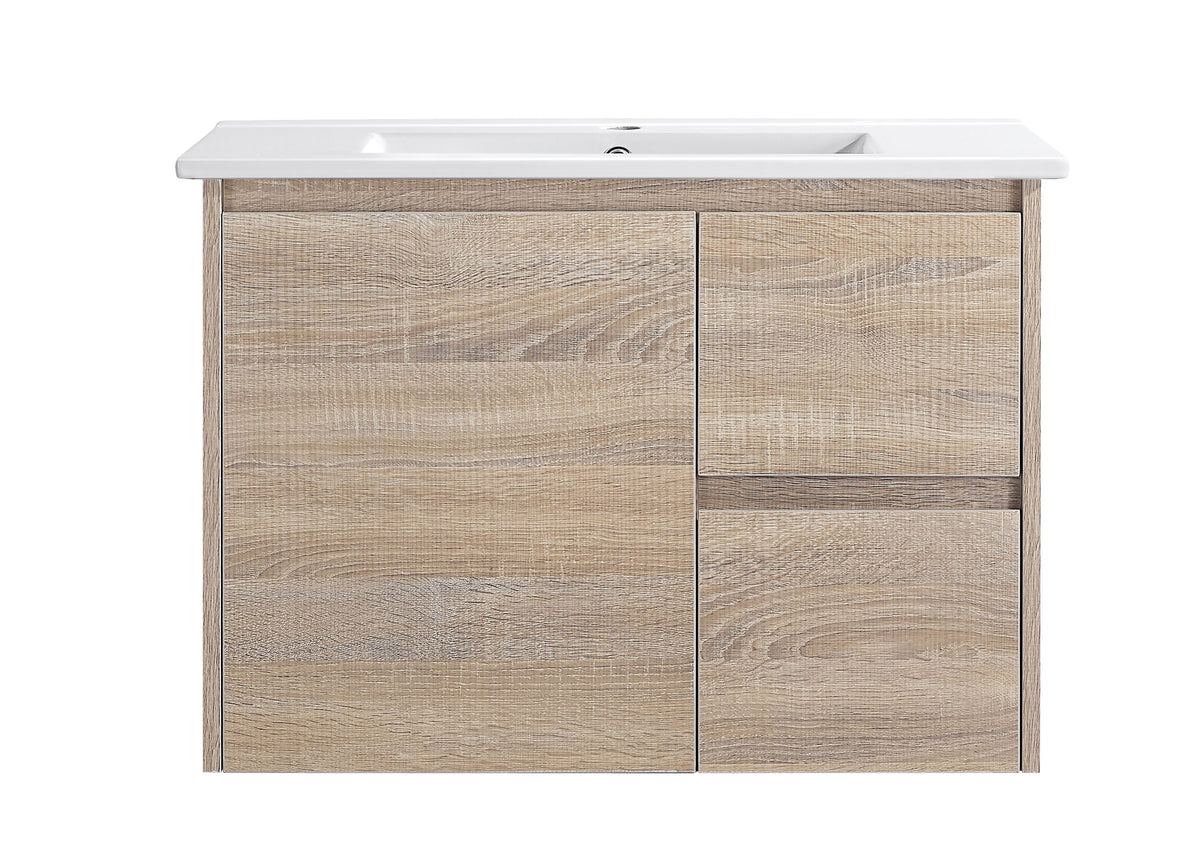 Royce 750mm Prime Oak Right Hand Wall Hung Vanity