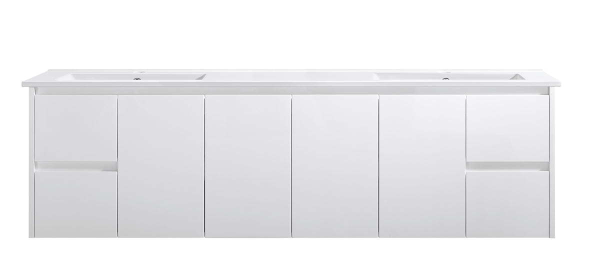 Willow 1800mm Double Bowl Gloss White Wall Hung Vanity