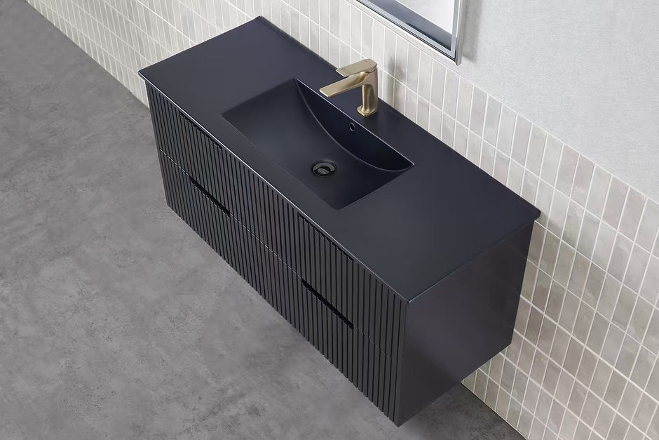 Elena 1500mm Double Bowl Matt Black Wall Hung Vanity
