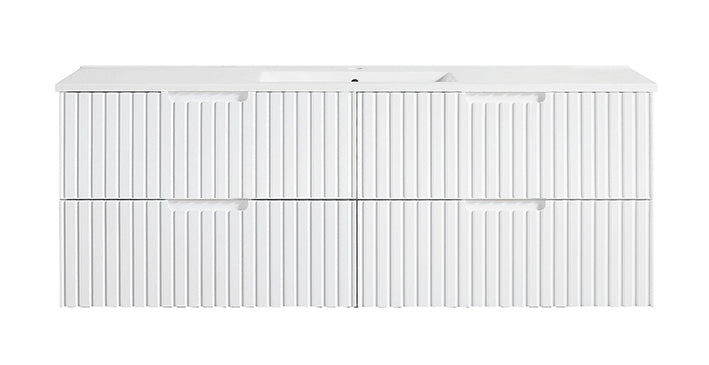 Elena 1500mm Double Bowl Matt White Wall Hung Vanity